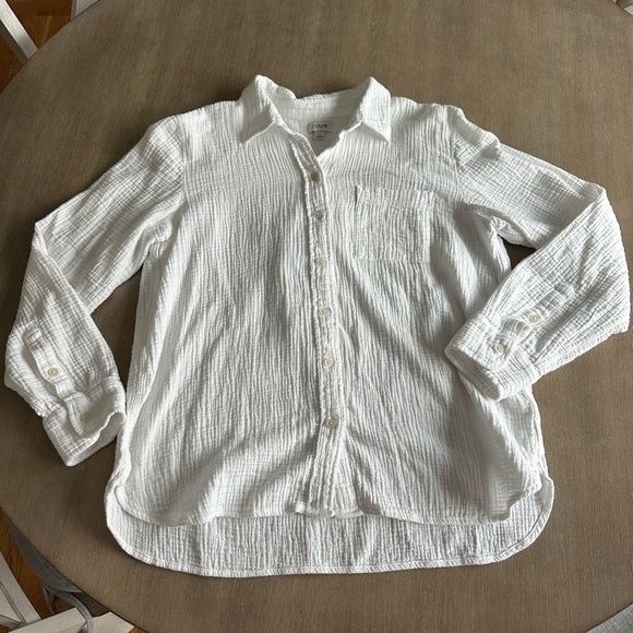 J. Crew Tops - J. Crew large women’s crepe White Button-Up Shirt